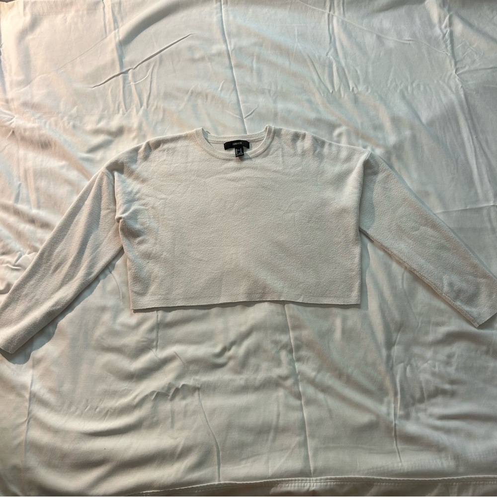 Forever 21 White Cropped Sweater